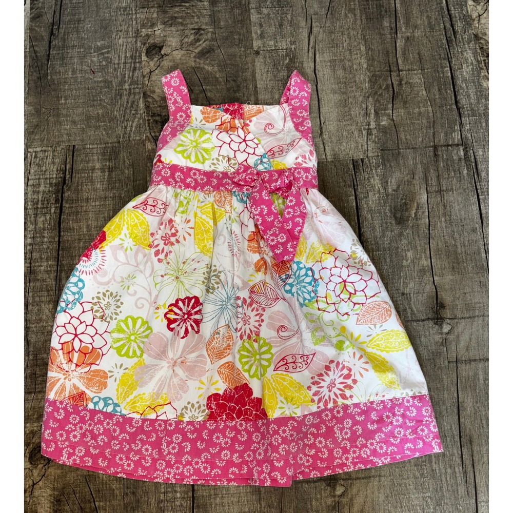 Blueberi Boulevard Girls Floral Sun Dress Pink Yellow Orange‎ Size 6